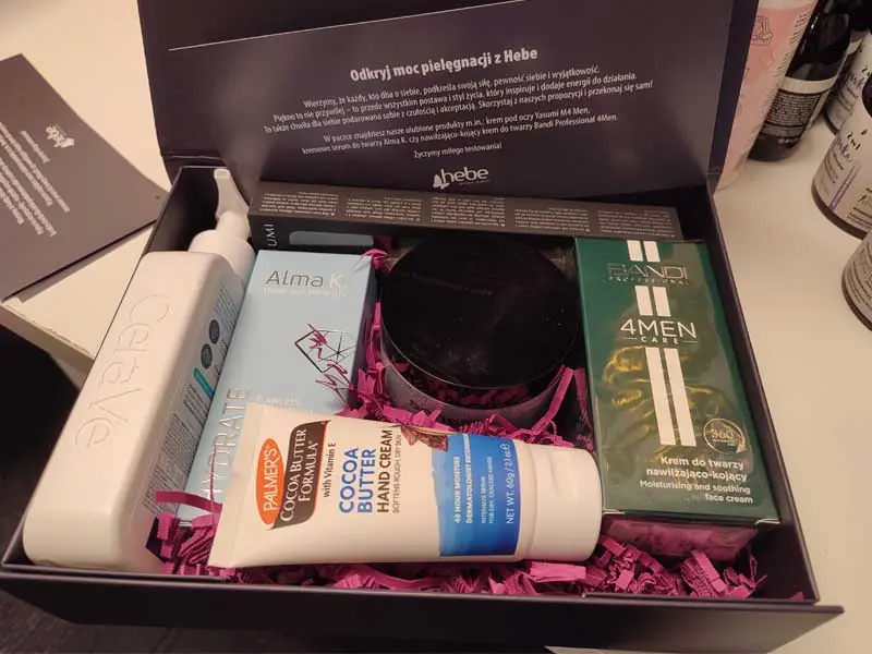 Box Hebe Men — komplimentka i produkty CeraVe, Alma K., Bandi 4MEN, Palmer's